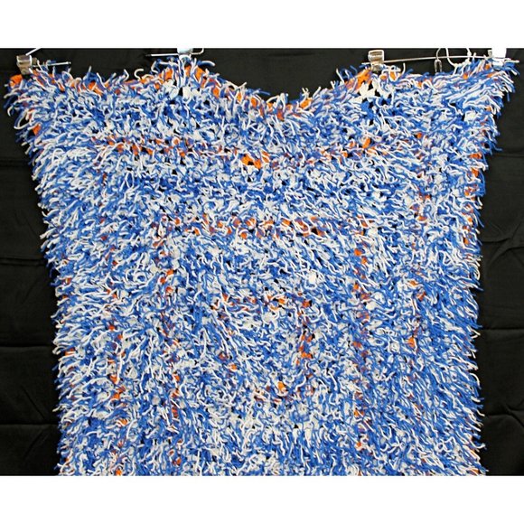 Hand Crochet Striped Multicolor Long Couch Sofa Blanket Throw Afghan Shag Fringe - Picture 7 of 8